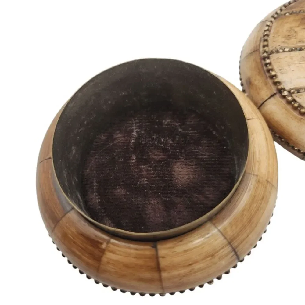 Handcrafted Wooden Trinket Box with Beaded Accent